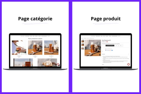 Différence page catégorie et page produit création site e-commerce
